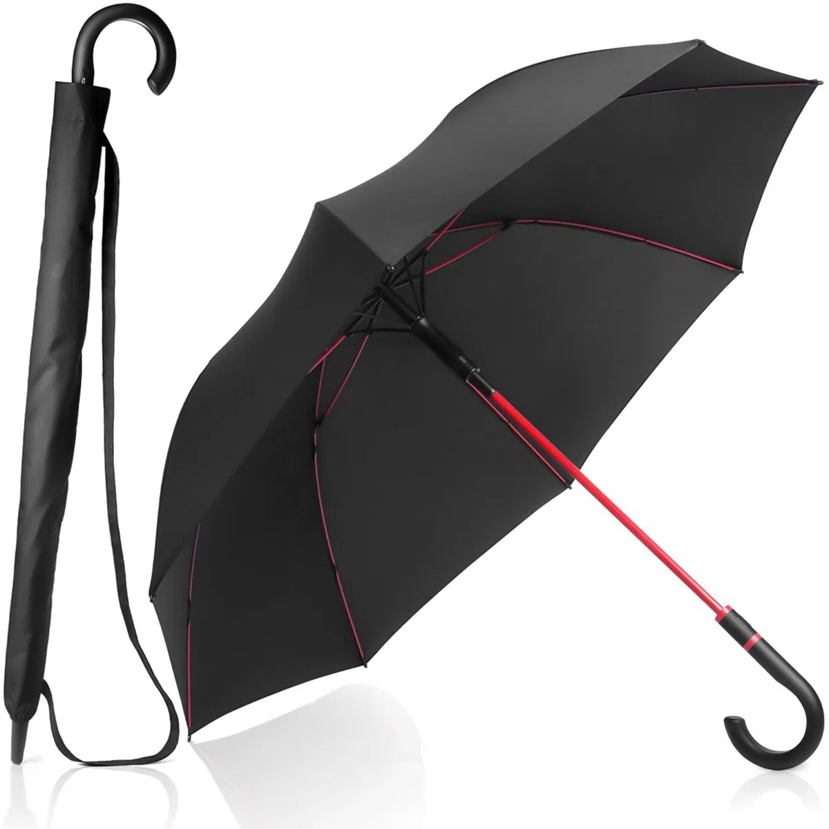 anngrowy Paraguas automático de 55 pulgadas, paraguas grande para dos personas, resistente al viento, impermeable y de secado rápido, paraguas de golf de viaje con mango antideslizante