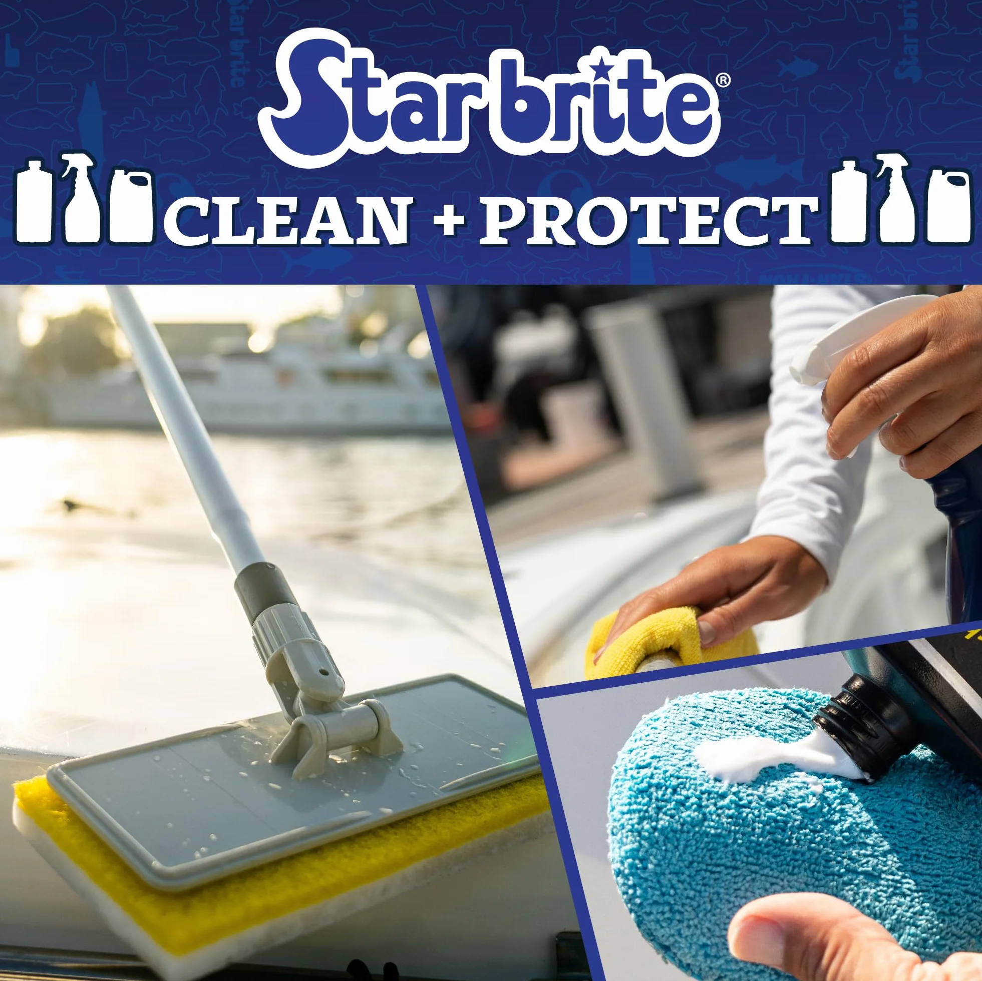 Star brite Premium Wash Cabezal de cepillo de 20,32 cm con parachoques, conexiones dobles para postes estándar de 3/4 pulgadas y asas extensibles