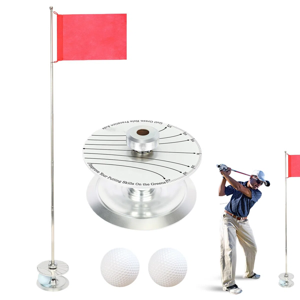 Taza Y Bandera Para Hoyos De Golf - Práctica De Putt Hoyos De Golf Y Bandera De Golf | Asta De Bandera De Golf Retráctil | Copa De Práctica De Golf | Juego De Putt De Golf Para Interiores | Juego De C