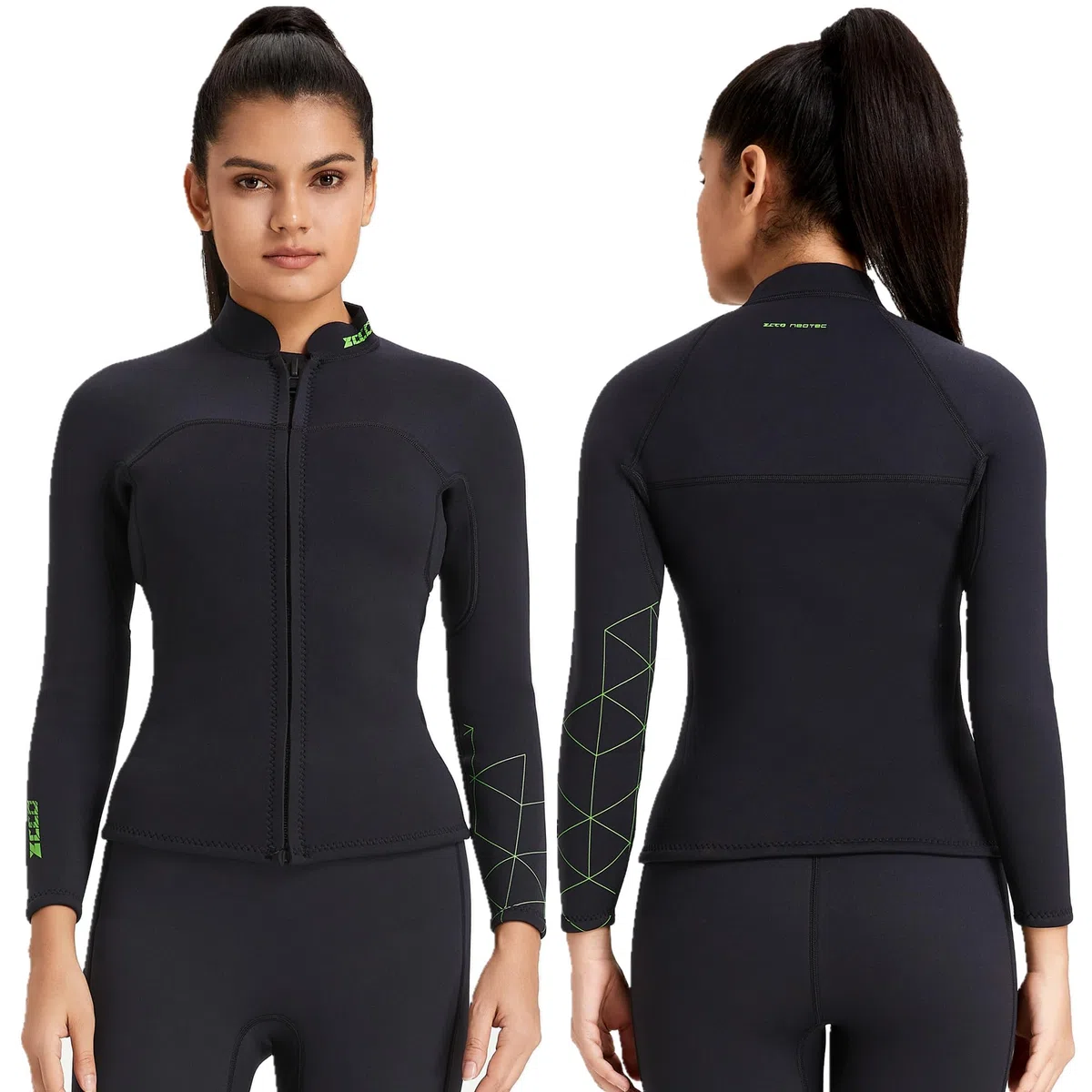 Traje de Neopreno 1.5mm/3mm Chaqueta con Cremallera - Chaqueta de Buceo de Manga Larga para Hombres y Mujeres para natación, Buceo con Tubo, Submarinismo y Surf