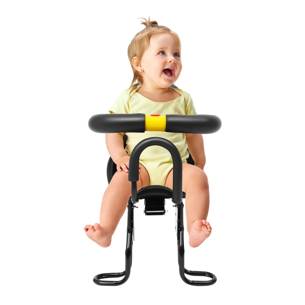 Asiento de seguridad infantil para bicicleta de 35 kg, asiento delantero para niños, asiento de seguridad infantil con cinturón de seguridad, para bicicletas de montaña o de carretera, soporte