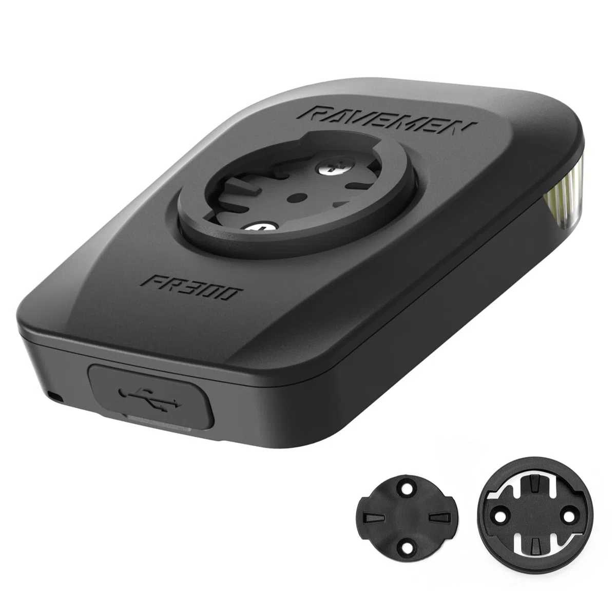 RAVEMEN FR300 Luz Diurna de la Bicicleta Señalización Luz Compatible con Garmin/Wahoo Ciclocomputadores, ON/Off Automático, Visibilidad Lateral USB C IPX6 a Prueba de Agua(Protegido por Patente)