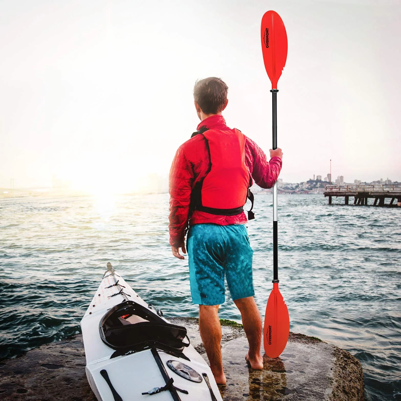 Overmont Remos Aluminio Doble Convertibles 1 3 Angulos Ajustables 222cm Sup Kayak Piragua