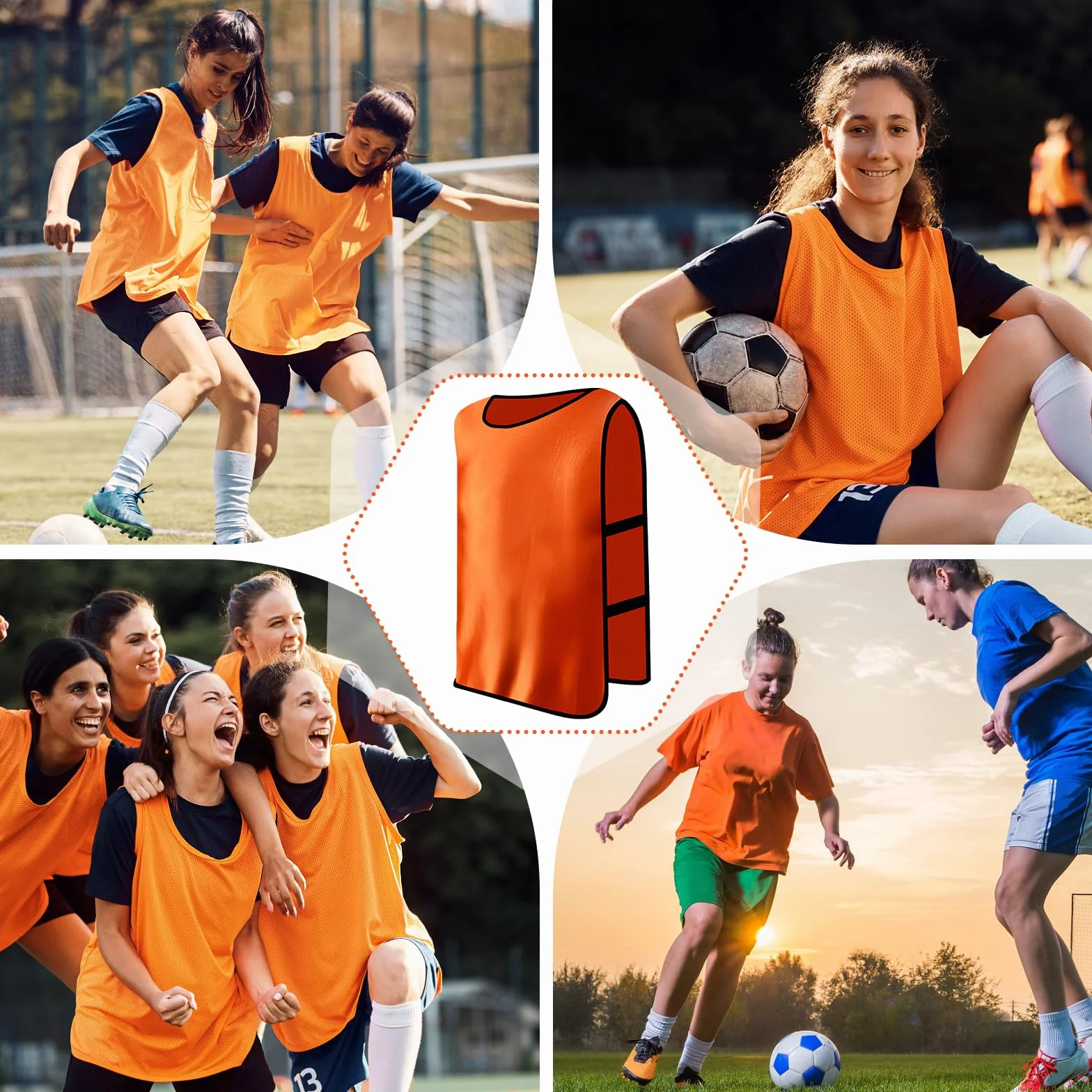 Rapidbok 6 Piezas Petos Futbol Adultos Chaleco Entrenamiento Transpirable Verde XL