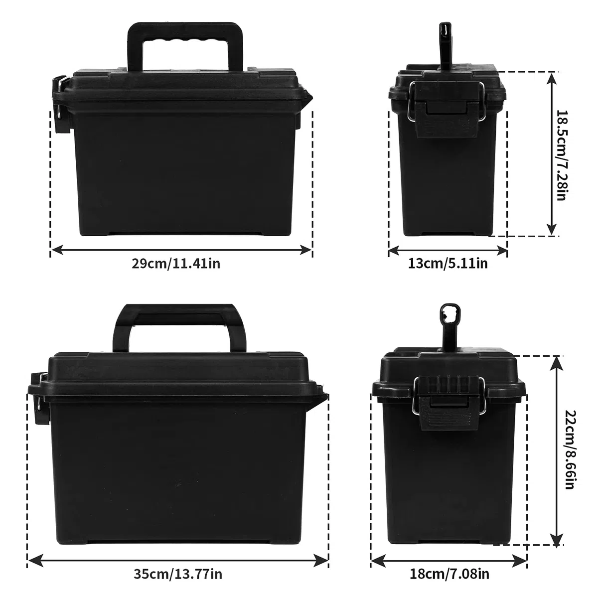 GUGULUZA Caja de Municion de plástico Hermética Ammo Box, Combo de 2, Negro