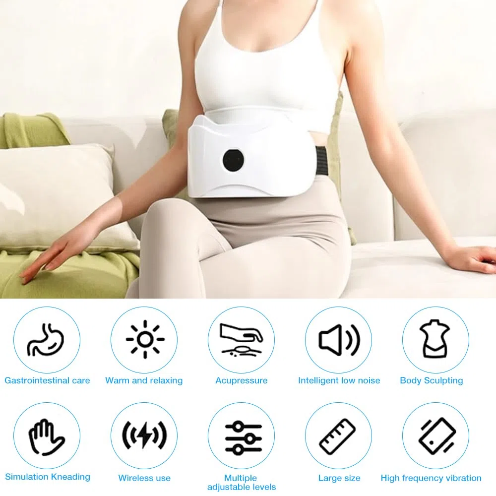Máquina Reductora De Grasa Abdominal, Masajeador abdominal inalámbrico eléctrico, Cinturón Vibratorio Inalámbrico, para Waist Trainer, Relajación en Oficina, Hogar y Postparto