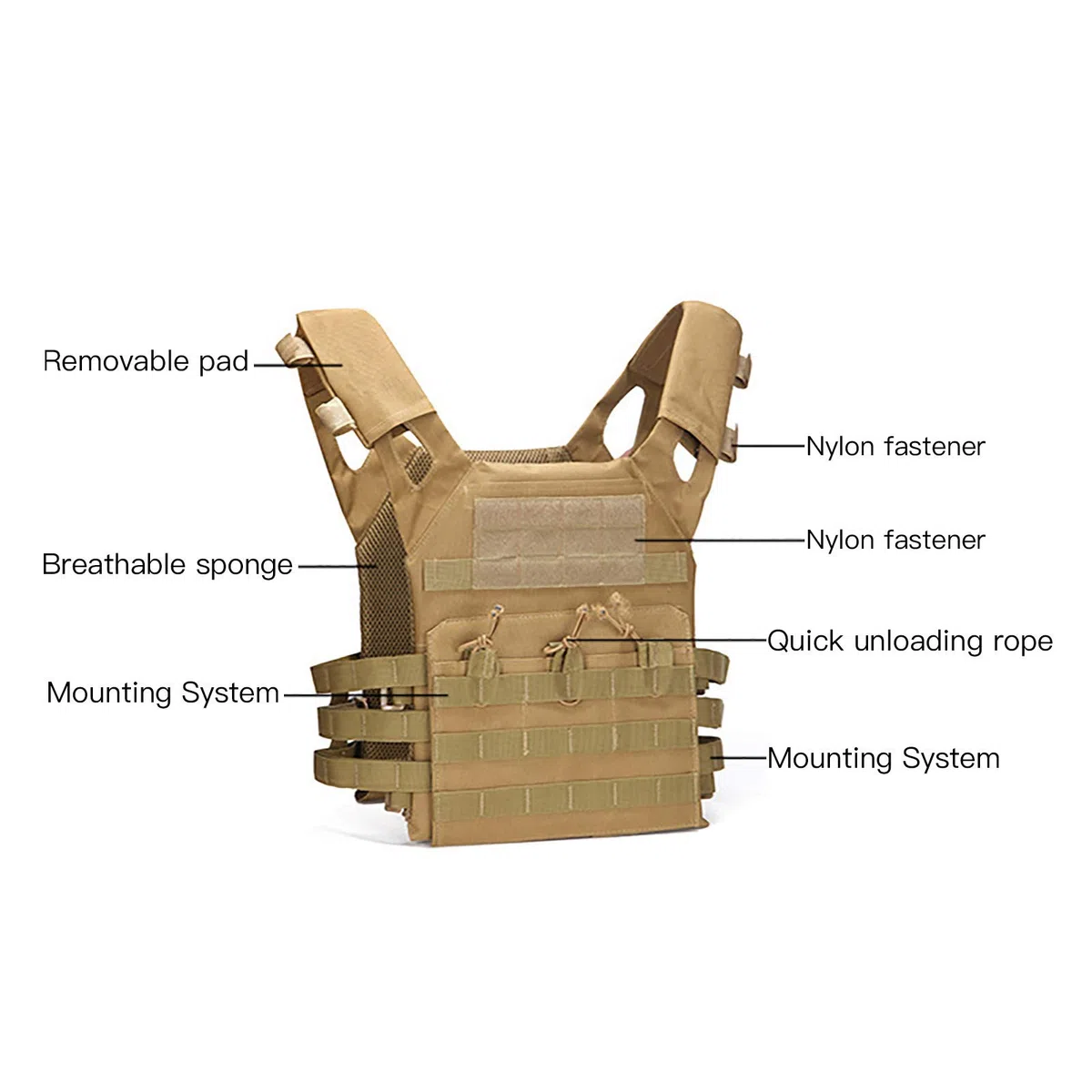 Blanketswarm Chaleco táctico, chaleco de combate de camuflaje ajustable, juego de campo Cs al aire libre, chaleco modular de asalto para entrenamiento de combate protector para adultos
