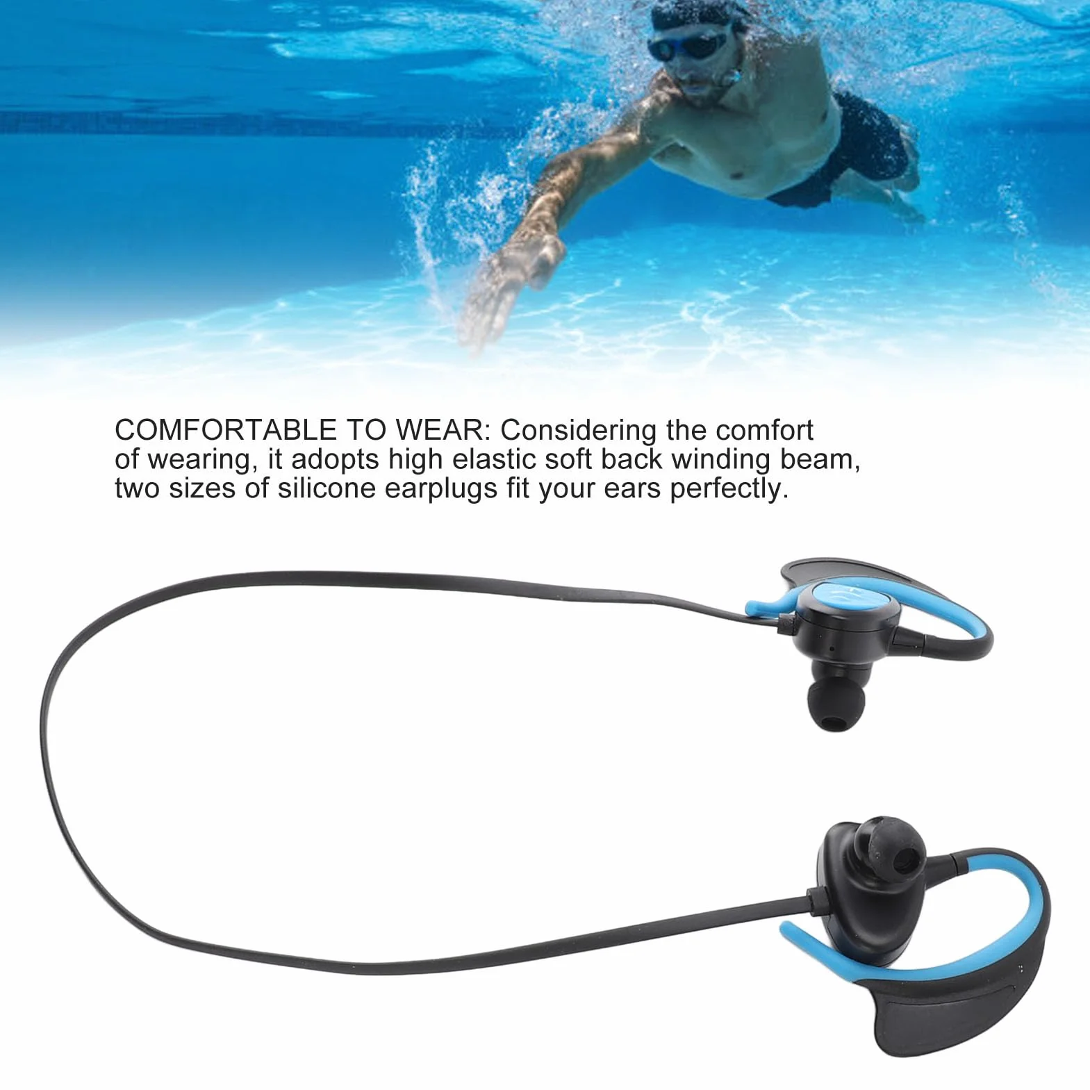 Auriculares Bluetooth Impermeables IPX8 para natación: reducción de Ruido, Ideales para Buceo, Surf y natación, Ajuste cómodo e indicaciones de Voz Inteligentes.