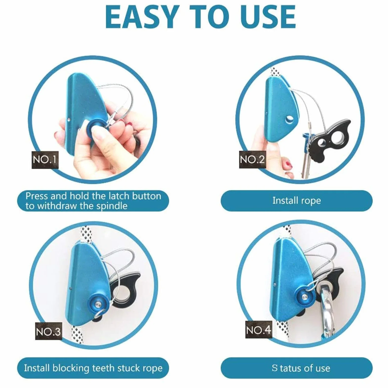 Dispositivo de Agarre de Cuerda Ultraligero 11-13mm para Rappel, Seguridad Autoblocante