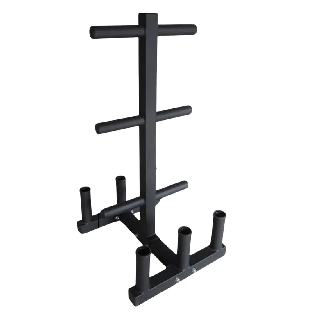 Soporte Discos Pesas y Barras Olímpicas 50mm con Patas Antideslizantes - Soporte de Hierro para 6 Barras Olímpicas y y 6 barras para Disco Olímpicos - Accesorios para Gym.