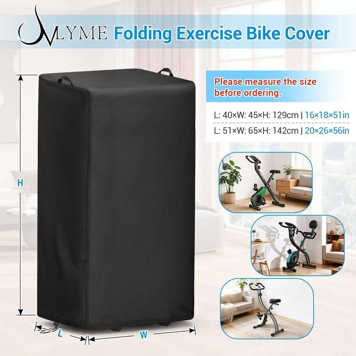 Onlyme Funda plegable para bicicleta estática, para uso doméstico, impermeable, a prueba de polvo, para bicicletas estáticas plegables, 51 x 65 x 142 cm