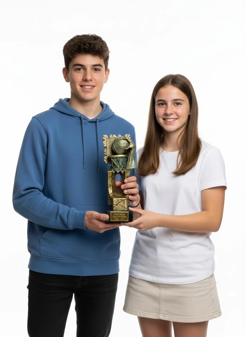 Trofeo Baloncesto Personalizado Dorado y Plateado 26 cm