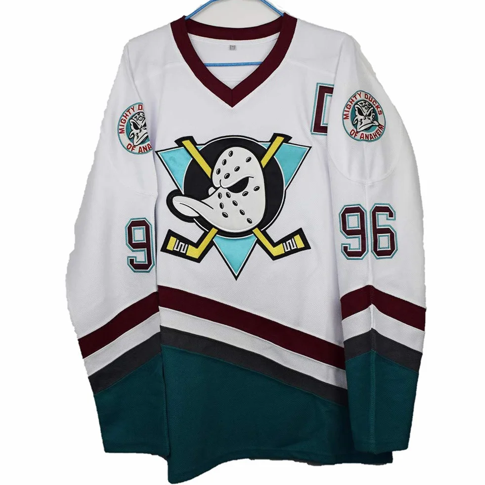 Charlie Conway #96 Mighty Ducks Película Camisetas Hockey Jersey sobre Hielo NHL Hombre Ropa Respirable T-Shirt de Manga