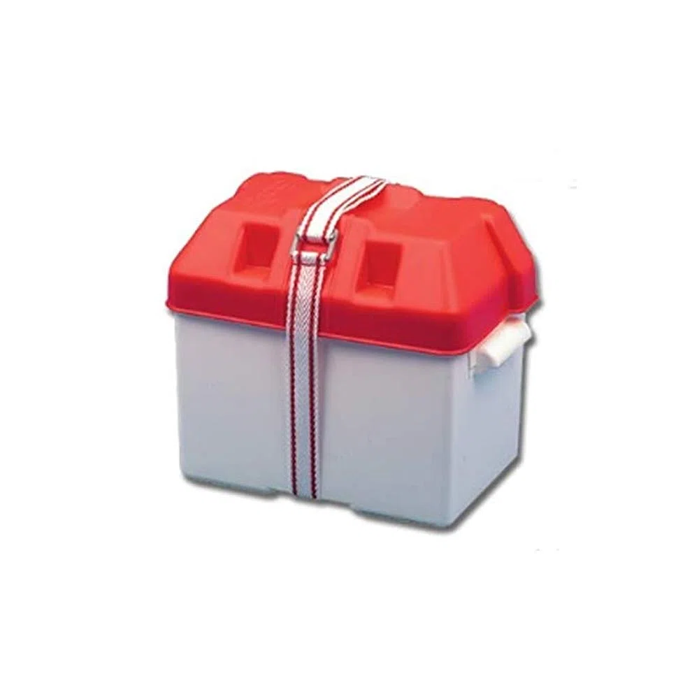 Caja de batería pequeña de ABS para barco hasta 80 Ah, 190 x 280 x 200 cm, con correa