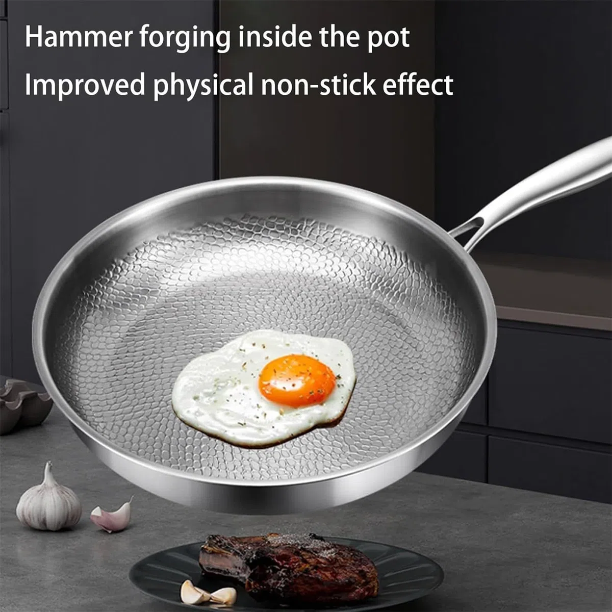Sartenes de Titanio para Cocinar, Sartén de Titanio, Sartén Antiadherente Con Tapa Para Uso Diario Restaurante Apartamento Hotel Camping Cocina Interior
