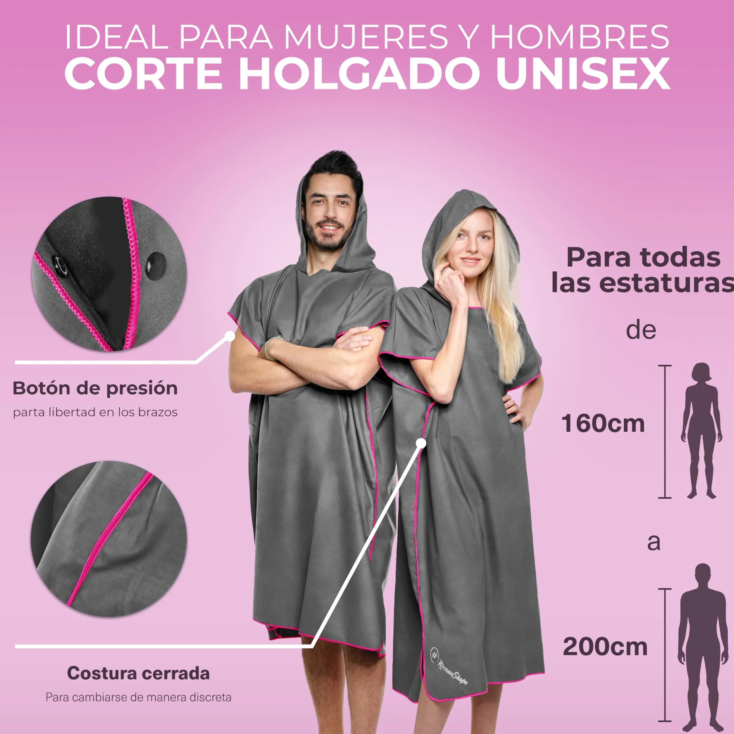 NirvanaShape Toalla Poncho 2 en 1 Microfibra Secado Rápido Adultos Viaje Surf Camping