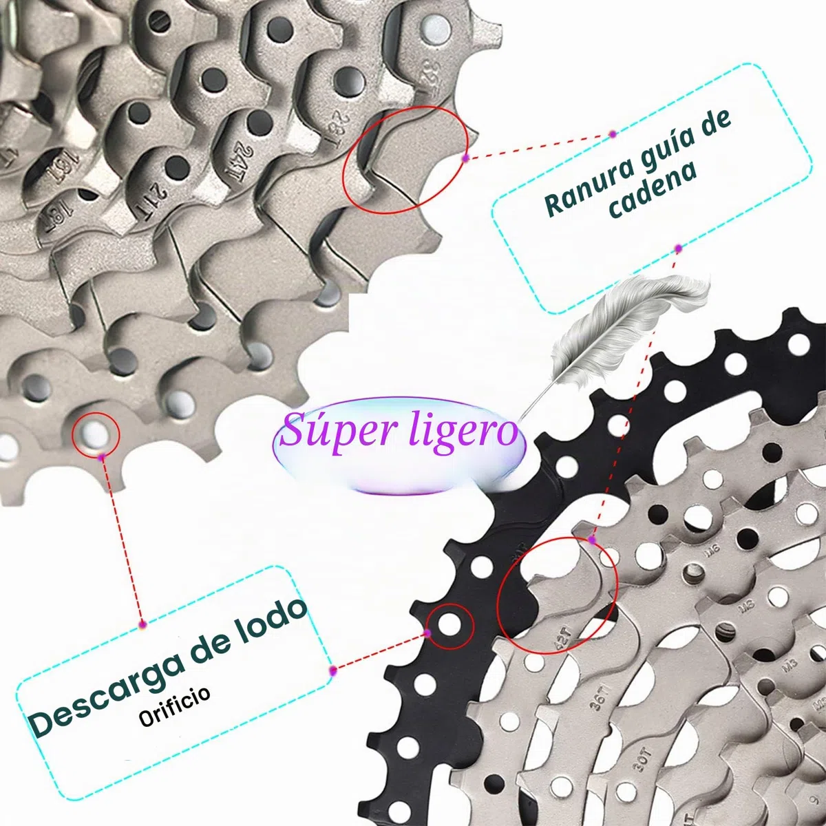 Cassette de Bicicleta de montaña de 10 velocidades para Bicicleta de montaña, Bicicleta de Carretera, súper Ligero