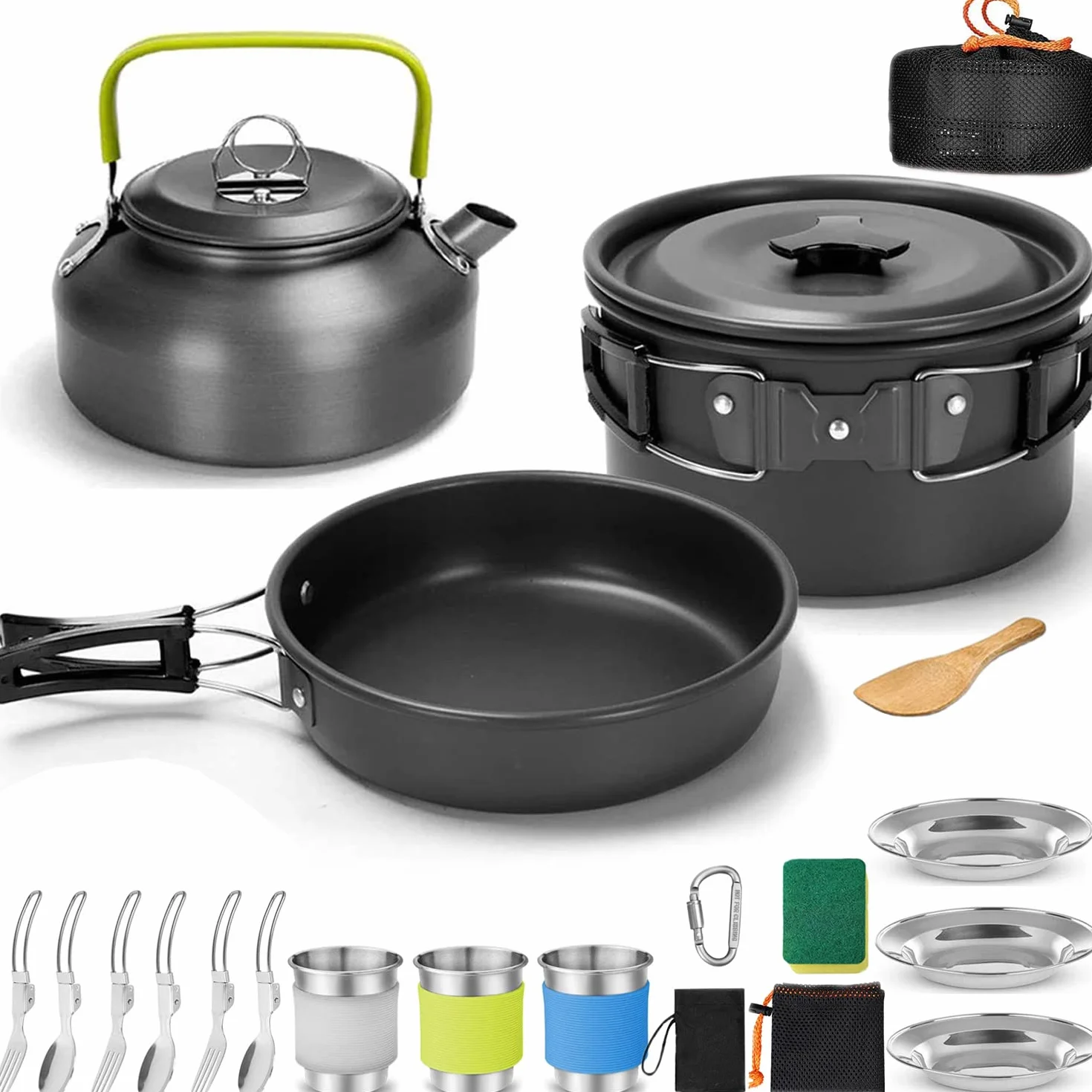 Juego de vajilla de camping AUHOU utensilios de cocina de aluminio al aire libre juego ollas