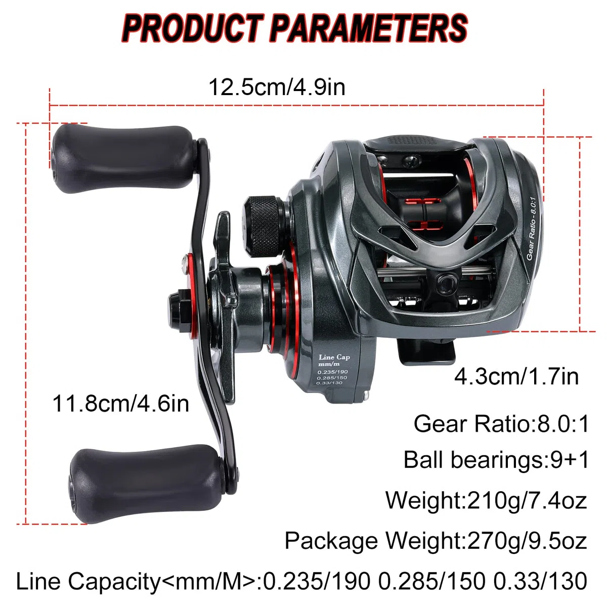 Sougayilang Max Baitcasting Carrete 8,0:1 de alta velocidad 18LB de fibra de carbono de potencia de frenado Baitcaster con sistema de frenado magnético