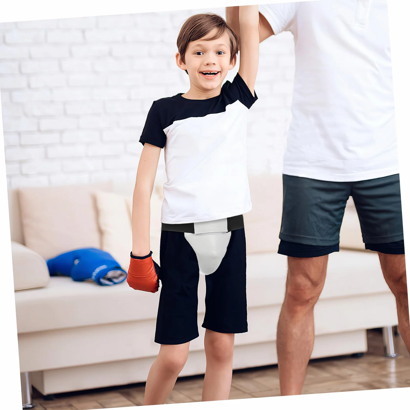Protector de entrepierna integrado PU y ABS para Boxeo Taekwondo Artes Marciales niño niña