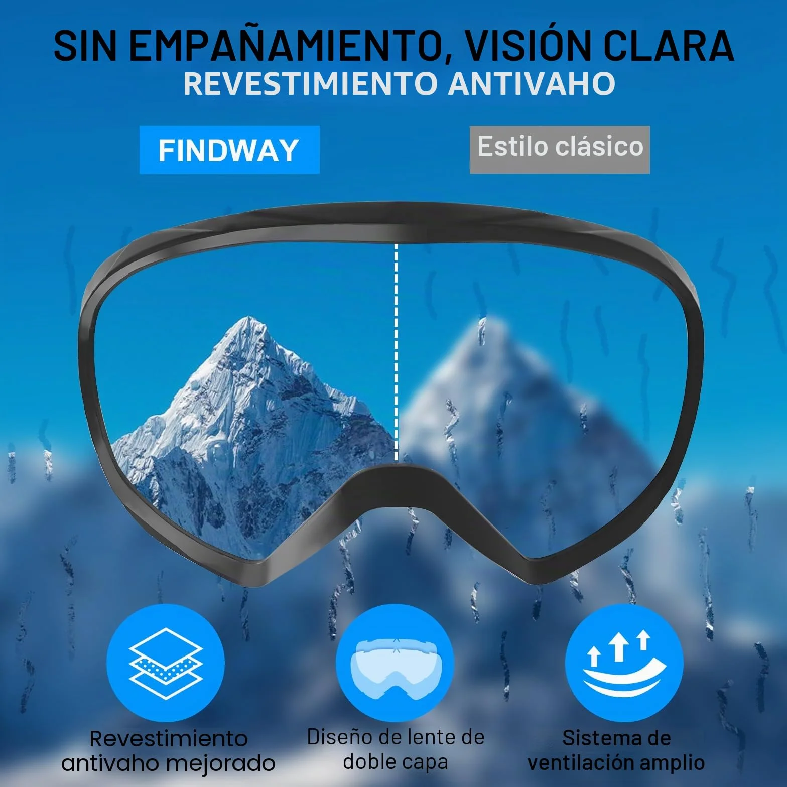 Gafas de esquí snowboard anti niebla para hombres mujeres jóvenes