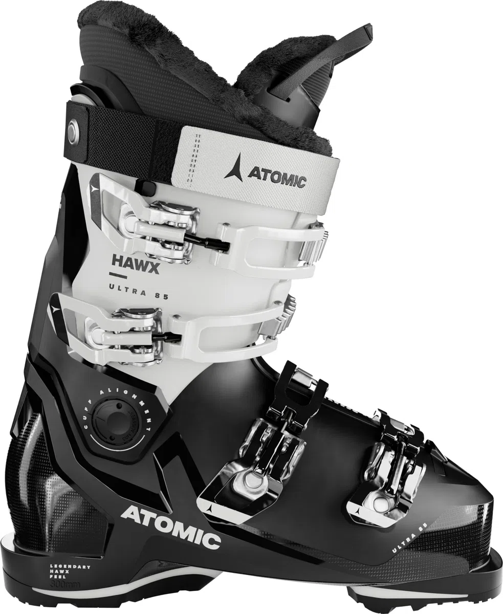 ATOMIC HAWX ULTRA 85 W GW Botas de esquí – Talla 22/22.5 – Botas de esquí para mujer en negro/blanco – Botas con tobillo y talón 3D para ajuste anatómico – Botas de esquí estrechas con ajuste de 98 mm