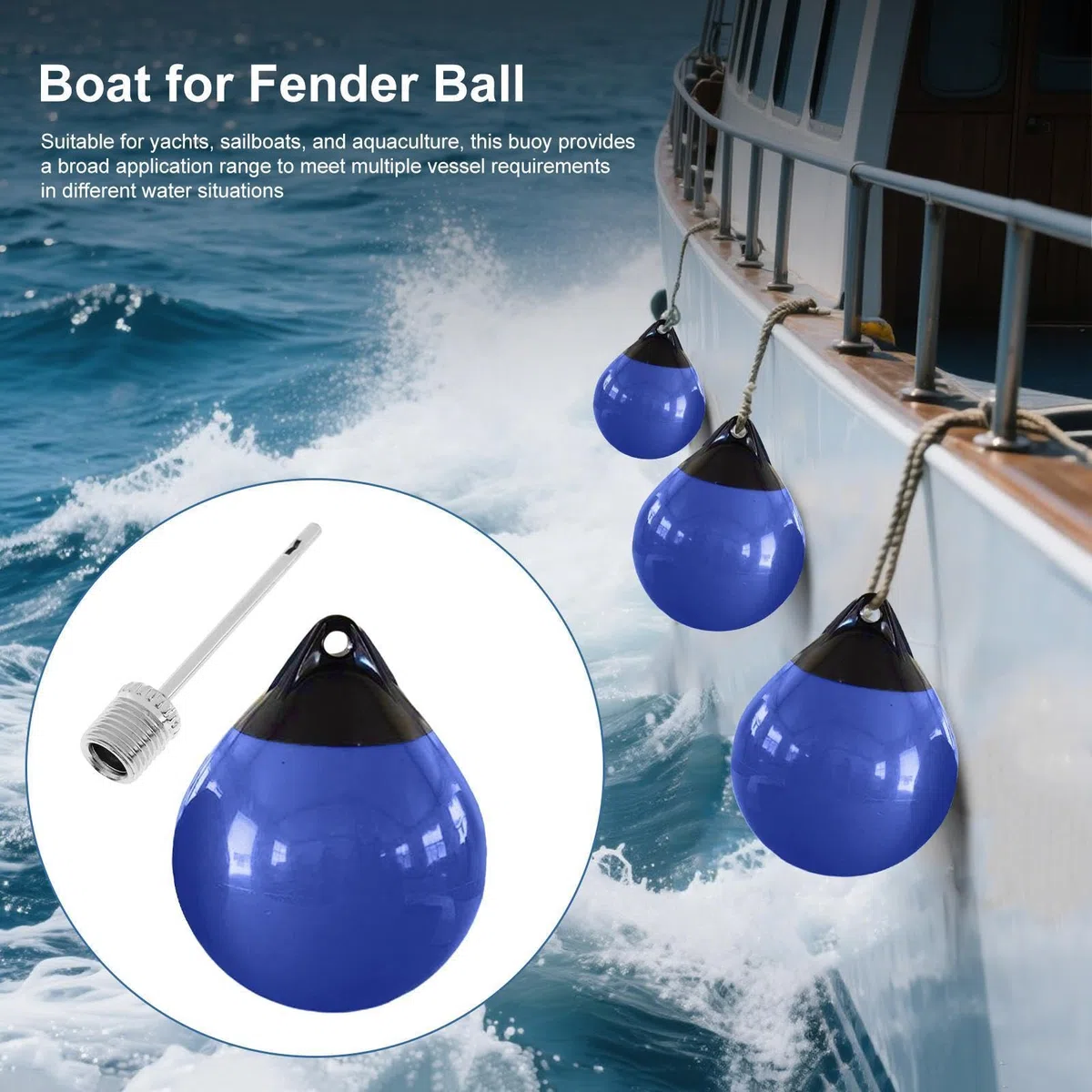 Boya de amarre inflable anticolisión flotante | Defensas de barco bola de parachoques de muelle, para marinas, veleros, esquiadores, lanchas motoras, pesca, wakeboard, mar, río