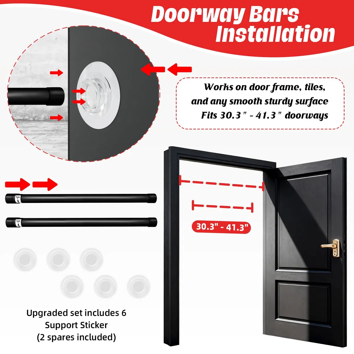 YORWHIN Saco de Boxeo de Doble Extremo para Puerta, sin Instalación en Pared, Set de Entrenamiento de Boxeo con Cuerdas Elásticas y Poste Extensible, Equipo de Entrenamiento en el Gimnasio en casa