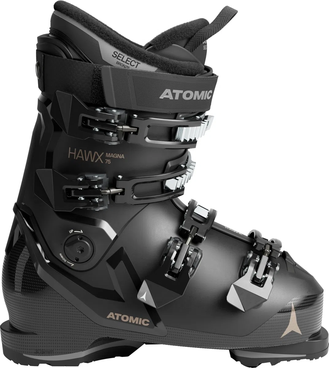 ATOMIC HAWX Magna 75 W Skischuhe - Alpin-Skischuh für Damen/Erwachsene in Schwarz - 102mm breite Passform - Stabile Prolite Konstruktion - Memory Fit für präzisen Sitz