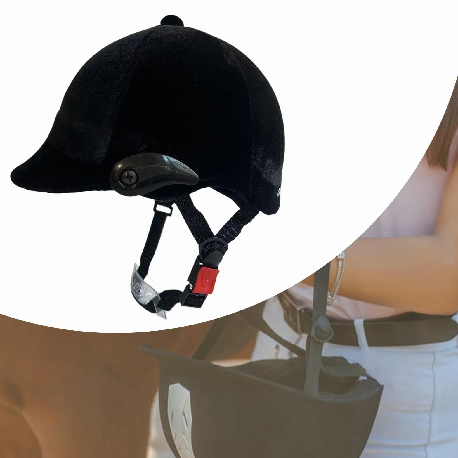 Perfeclan Casco de Cabello Equipo de equitación Equipo Profesional Equipo Ecuestre de Terciopelo Negro para Hombres Capilla de Casco Ecuestre