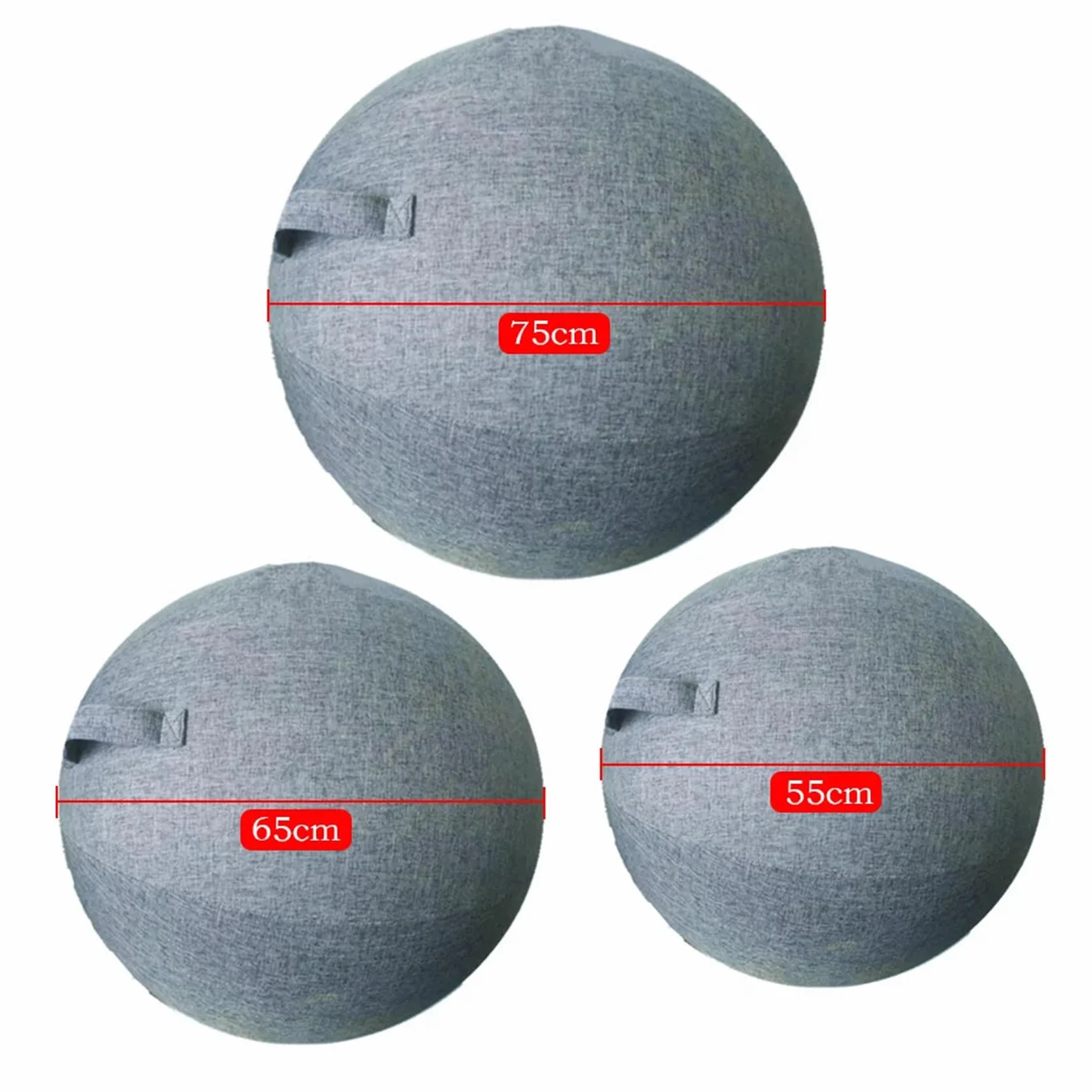 Bola de Yoga Pelota Pilates Asiento Silla con Cubierta Funda 55cm Gris