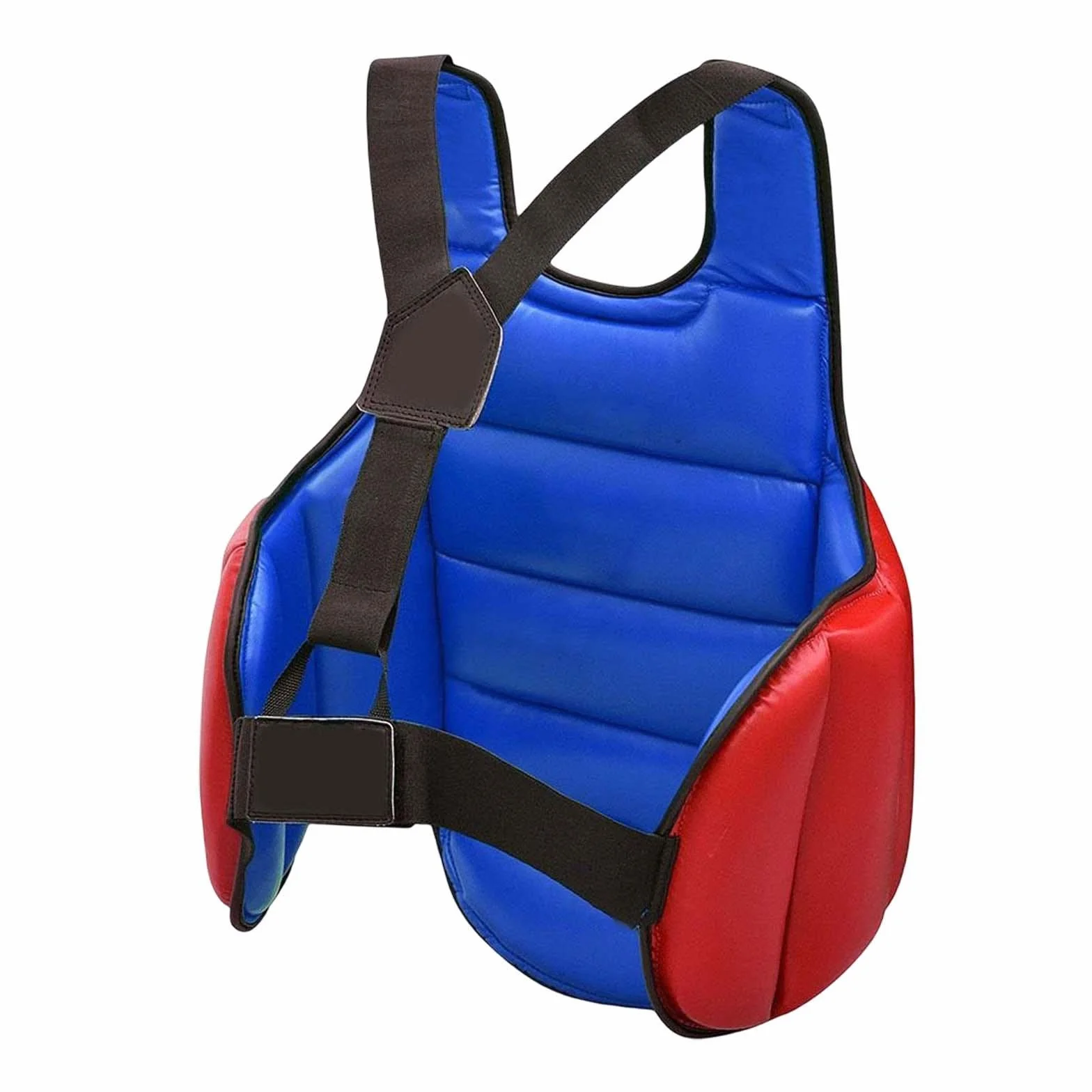 Rockible Protector de Pecho de Karate, Almohadilla de Protección de Escudo Ajustable para Taekwondo MMA, Rojo Azul S