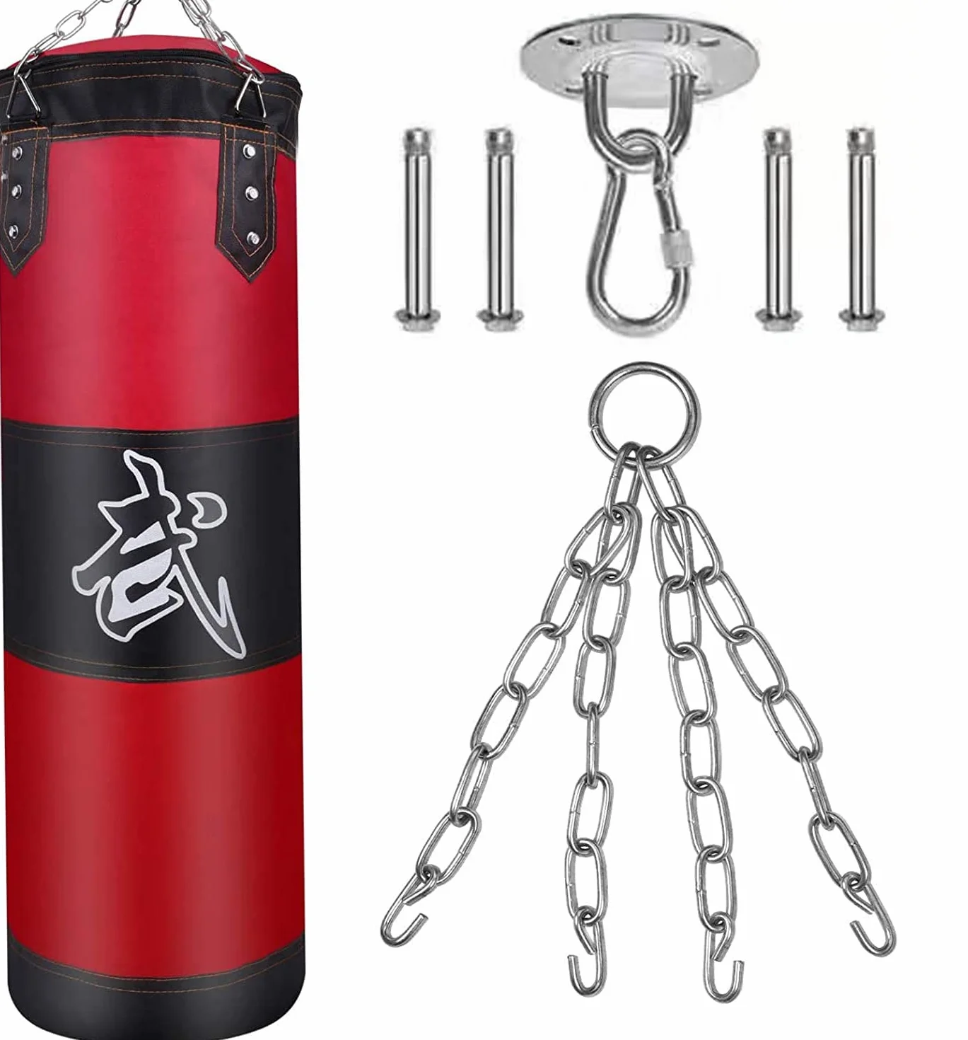 Saco de Boxeo Pesado 100cm Cadena de Acero Gancho Extensión