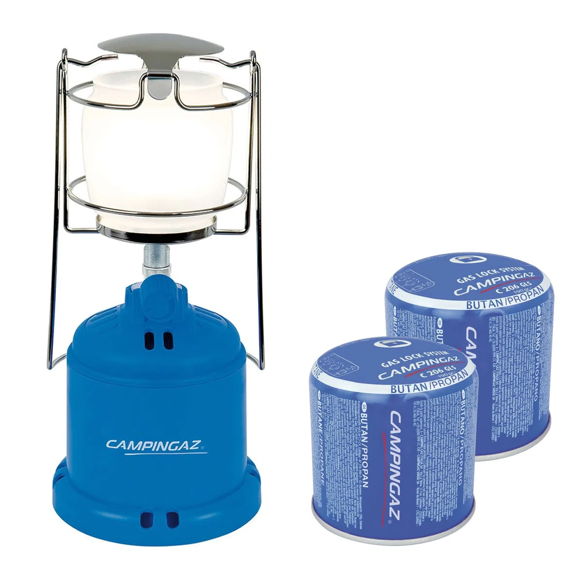 Campingaz Camping 206L lámpara de gas Bundle Incluye 2 x C206 cartucho de gas
