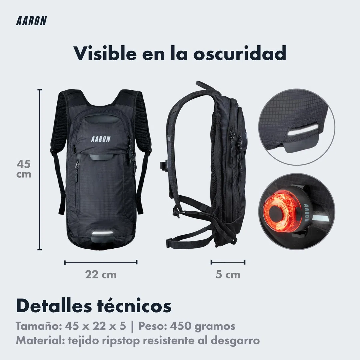 AARON Mochila pequeña y de esquí, mochila de bicicleta de montaña de 8 l, impermeable con protección contra la lluvia, mochila de senderismo pequeña para hombre y mujer