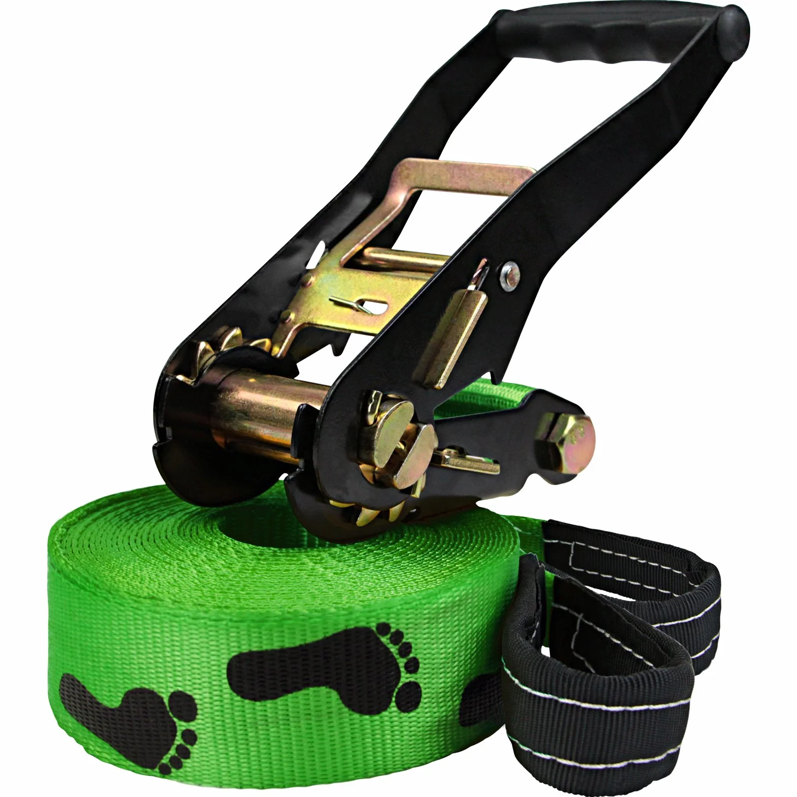 ALPIDEX Slackline 15 m para principiantes y expertos , Carga máxima 2 toneladas , Incl. una bolsa de transporte, Color:Huella. verde