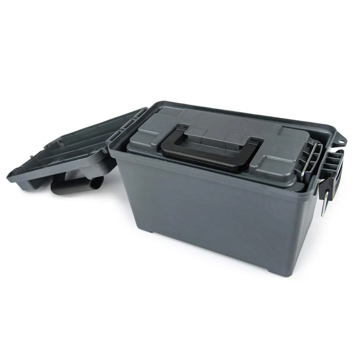 GUGULUZA Caja de Municion de plástico Hermética Ammo Box, Combo de 2, Gris