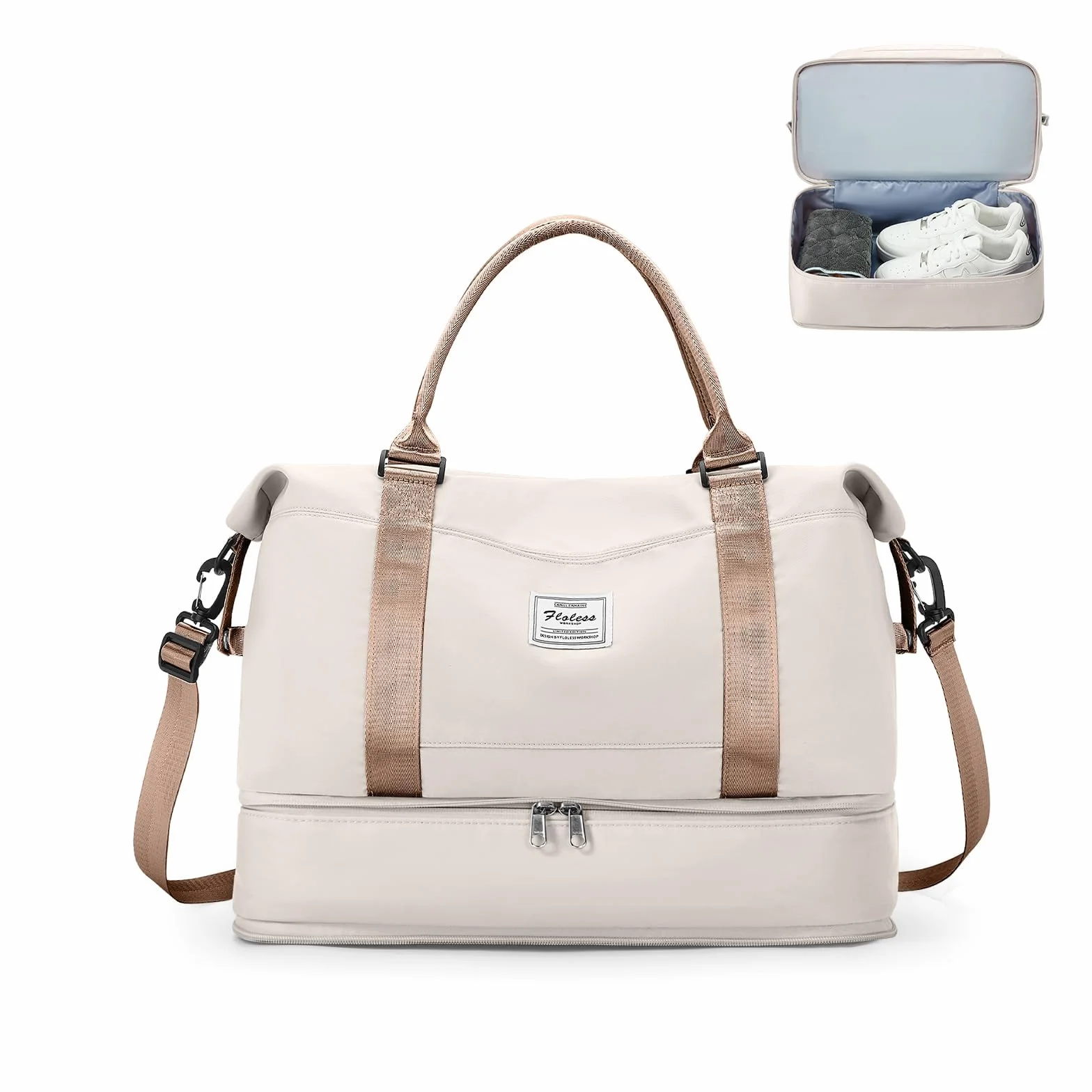 SEAFEW Bolsa de Viaje 40x20x25 Impermeable para Ryanair Equipaje de Mano Mujer Marrón Beige Claro