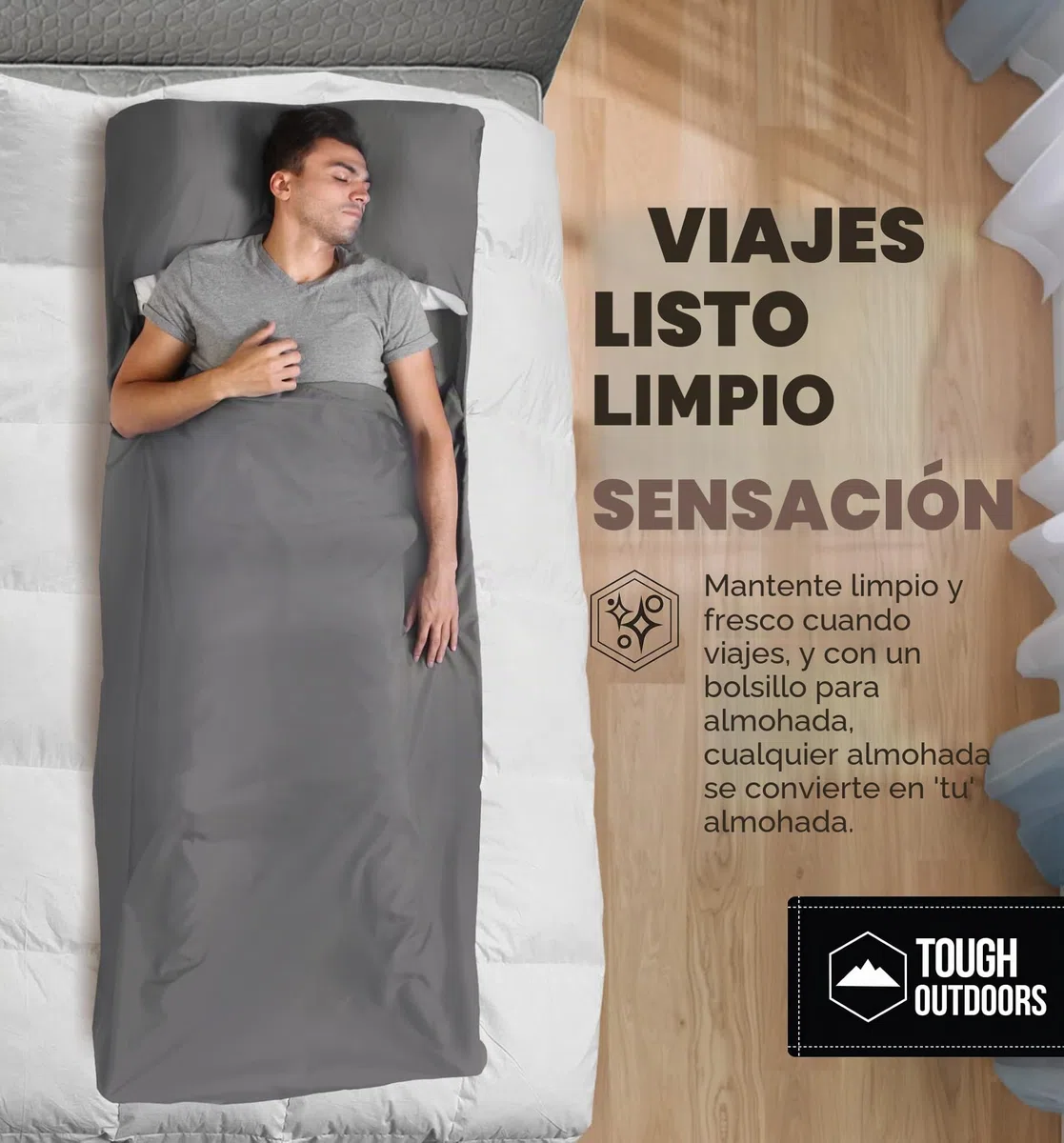 Forro para Saco de Dormir, Saco de Dormir para Adultos y sábanas de Viaje, Saco de Dormir de Viaje para mochileros, hoteles y albergues, Forro Ligero Individual y Doble para Saco de Dormir para