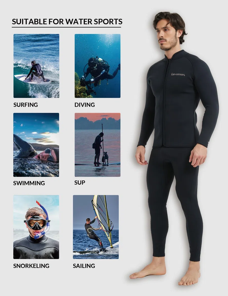 Lemorecn Chaqueta de Neopreno de Manga Larga de Neopreno de 3 mm para Adulto