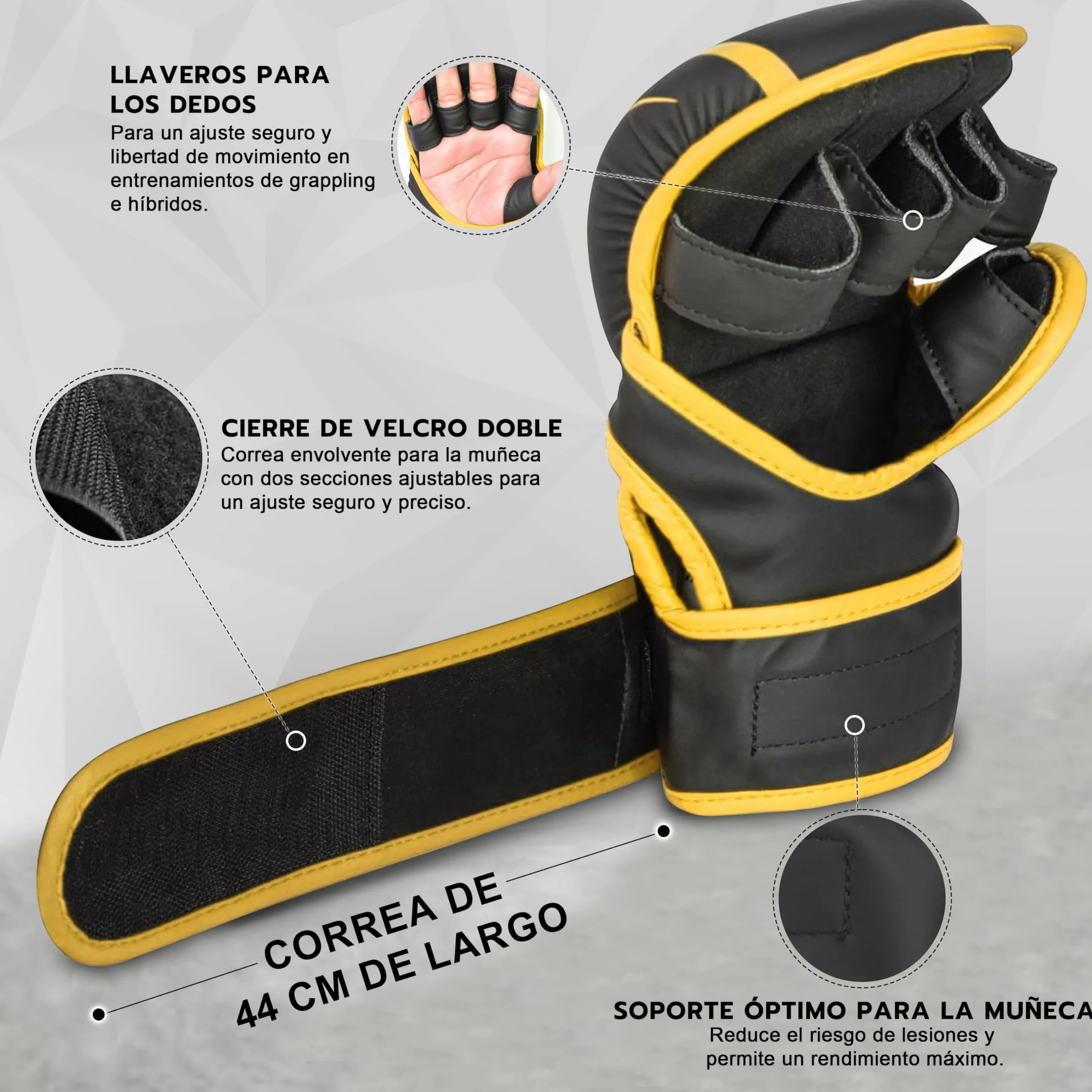AQF Guantillas MMA, Diseño Palma Abierta Guantes Boxeo, Soporte Mejorado Muñeca, Acolchado Amortiguador, Ligeros Guantes MMA, Guantes Muay Thai para Entrenamiento, Kickboxing Y Karate