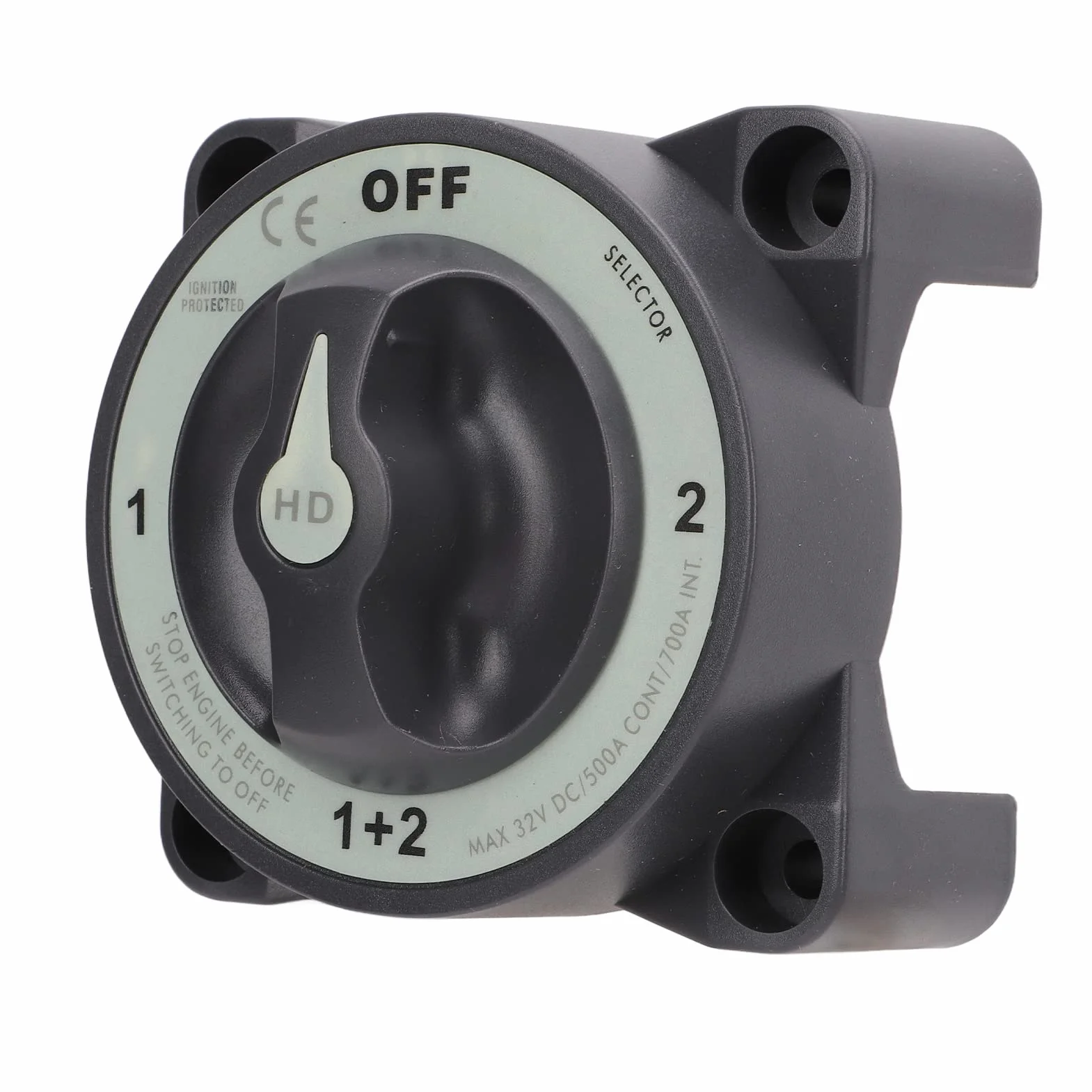 Interruptor de Desconexión de Batería Marina 500A Pesada con Selector de 4 Posiciones para Vehículos Recreativos y Botes, ABS y Construcción de Cobre Estable, Rendimiento Impermeable Confiable