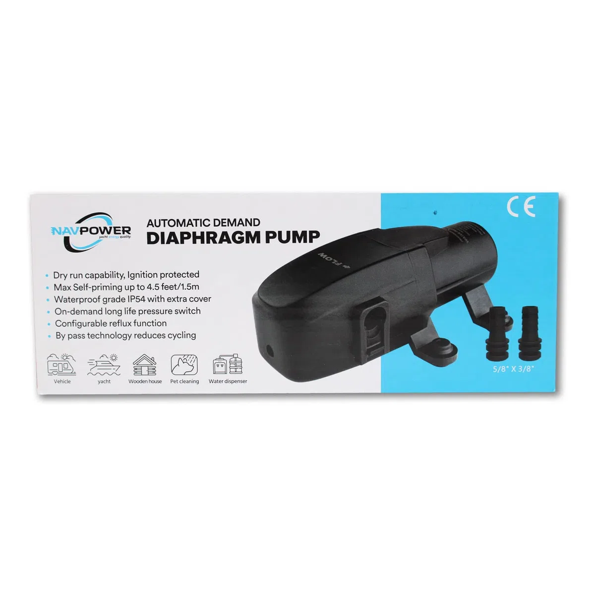 Navpower - Kit Autoclave – Bomba 4,3 litros/minuto 12 V con interruptor de presión 40 PSI y conexión rápida – Rendimiento y silencioso barco – Caravana