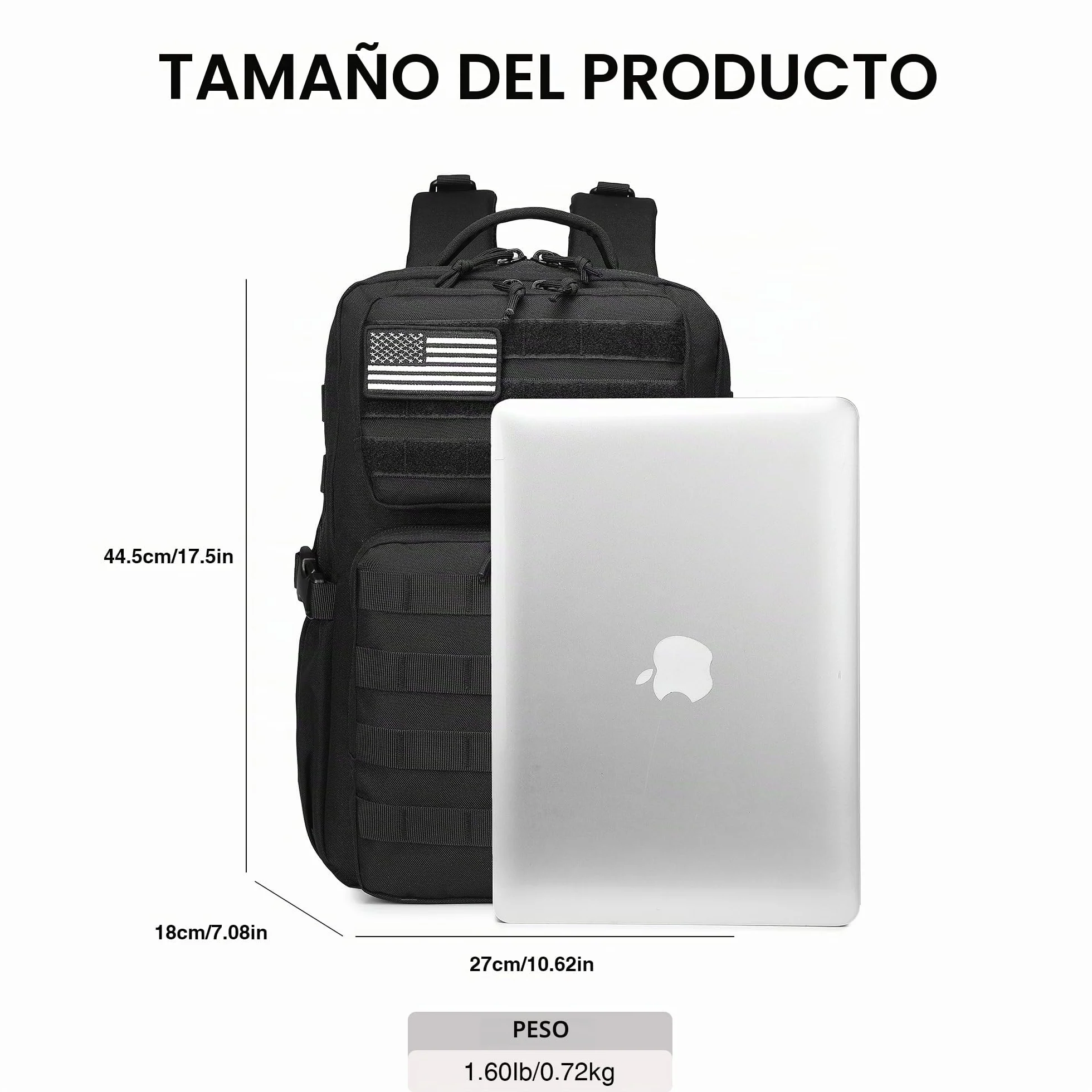 Mochila táctica militar impermeable 25L asalto 3 días Molle soporte botella agua Black