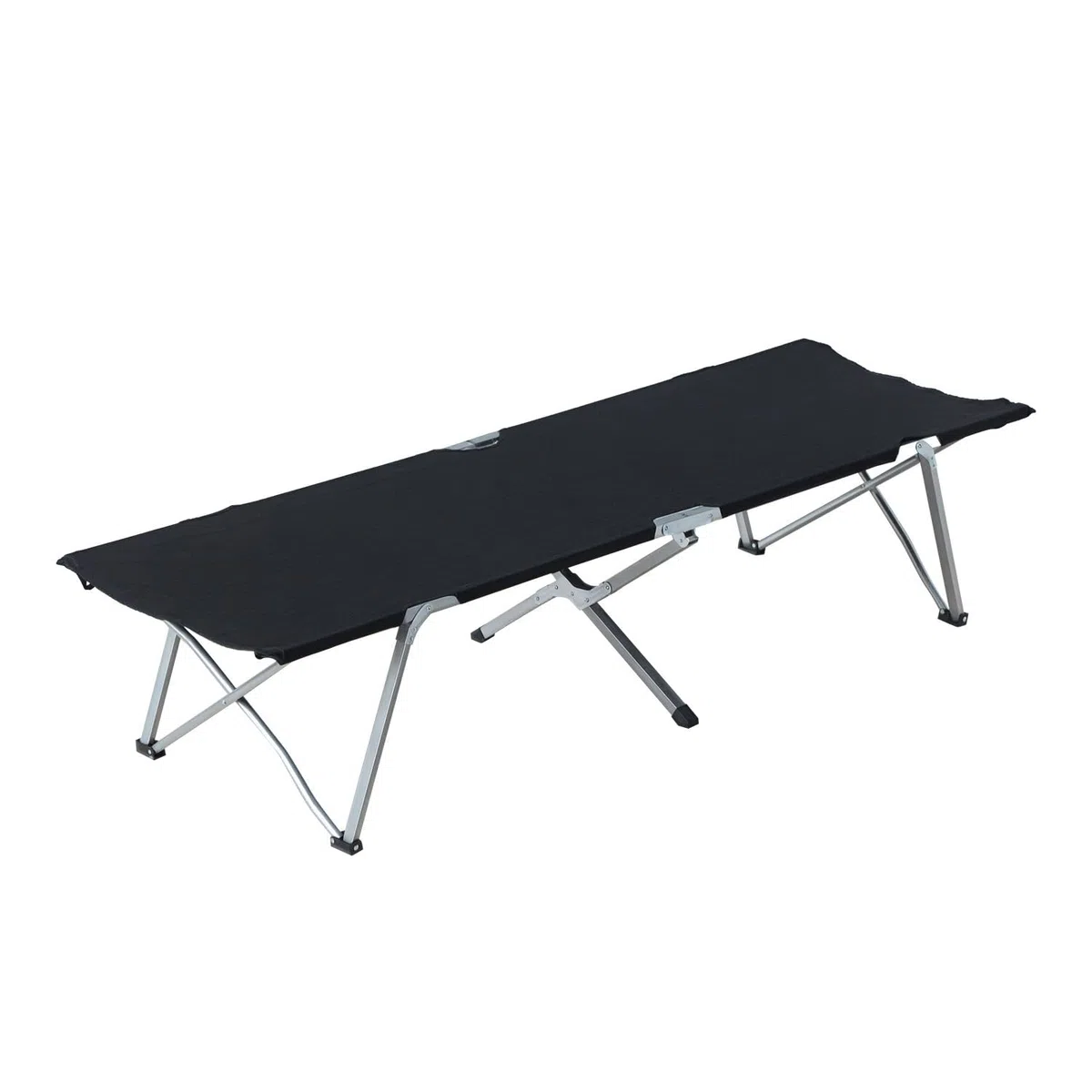 Outsunny Cama de Camping Plegable Cama de Acampada de Tela Oxford 600D con Marco Metálico Carga 136 kg para Playa Senderismo 193x64x40 cm Negro
