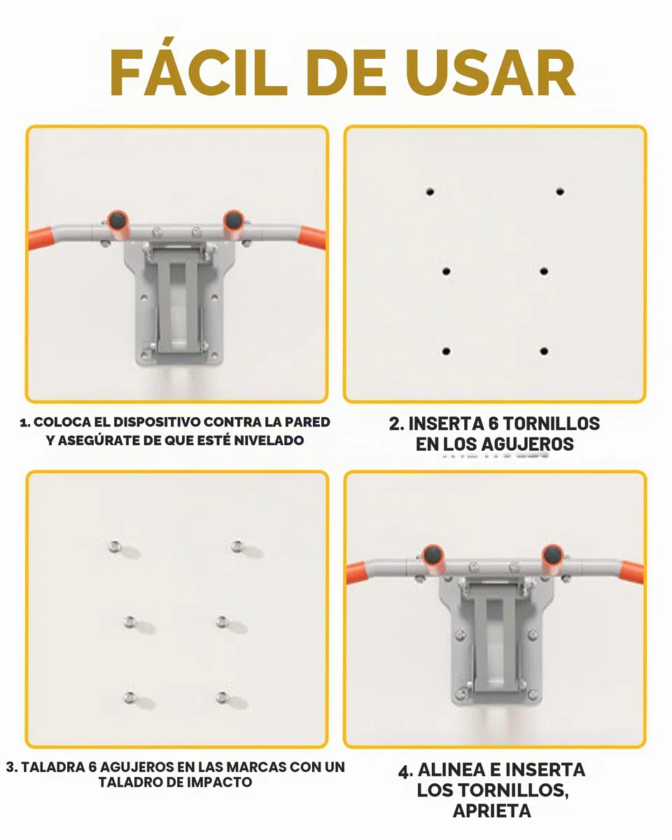 Barra de dominadas para pared Pullup Up, montaje en pared, barra de dominadas ajustable, multifunción, plegable, barra de dominadas, gimnasio en casa, dispositivos deportivos para el hogar, color