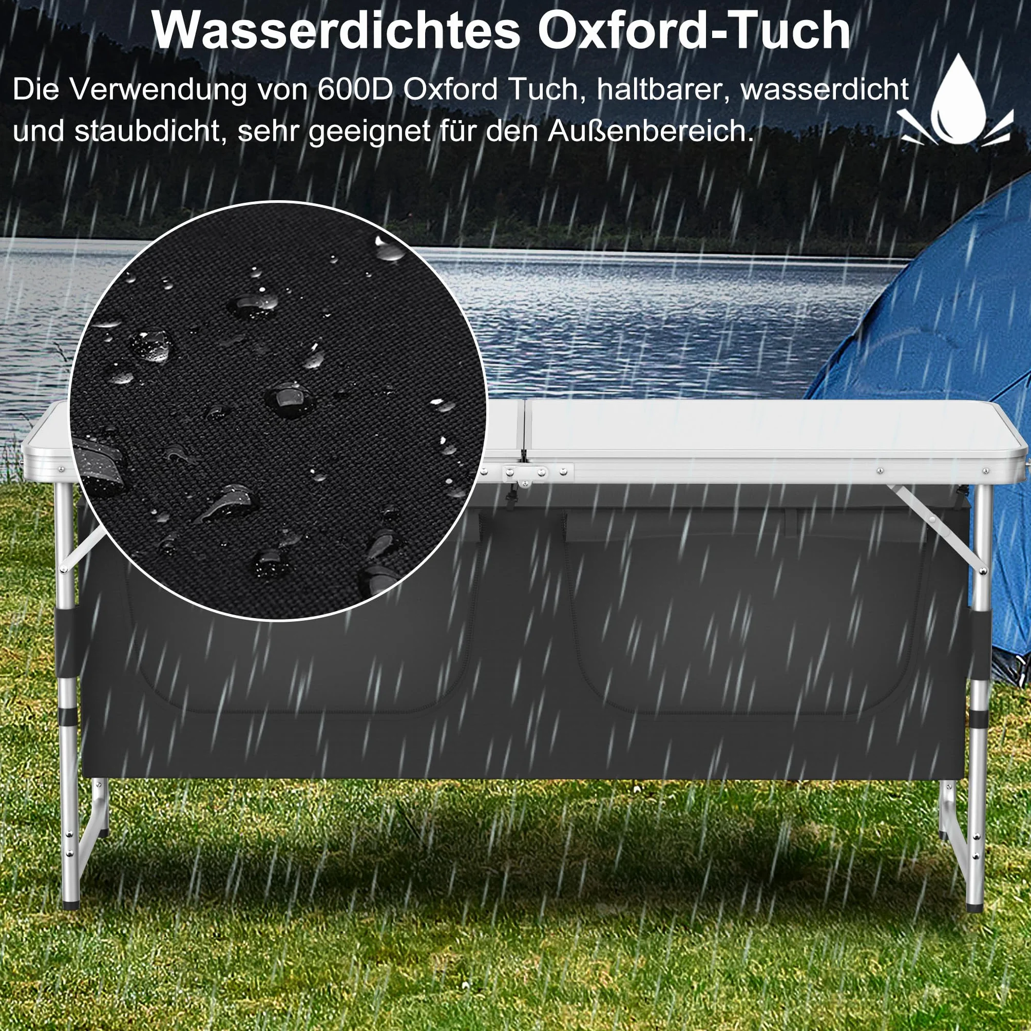 NAIZY Gabinete De Cocina para Acampar Al Aire Libre, Plegable con Panel De MDF, Telas Oxford, Bolsa De Transporte, Muebles De Camping