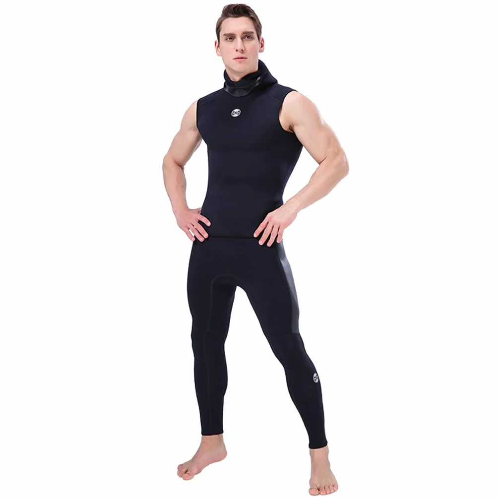 Traje de neopreno de 3 mm con capucha para hombre, chaleco de buceo sin mangas con capucha para surf, esnórquel y natación