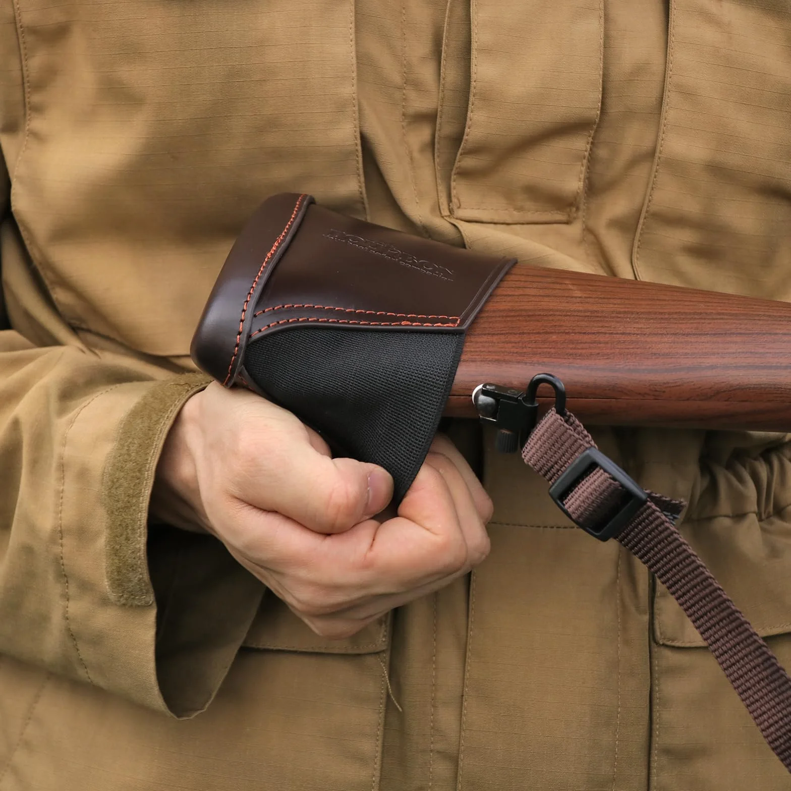 Cantoneras de cuero genuino para escopeta y rifle de tiro con extensión de culata y insertos
