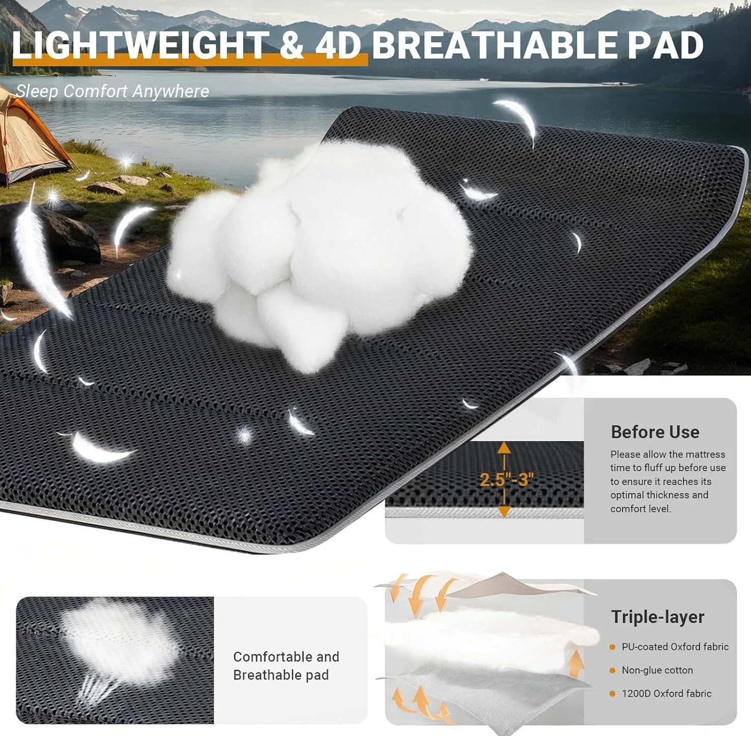 OVERMONT Oversized Folding Camping Bed for Adults